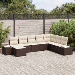 Ensemble de canapé de jardin avec coussin 8 pcs polyrotin 626366626366