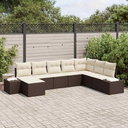 Ensemble de canapé de jardin avec coussin 8 pcs polyrotin 626366626366