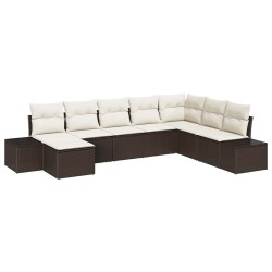 Ensemble de canapé de jardin avec coussin 8 pcs polyrotin 626366626366