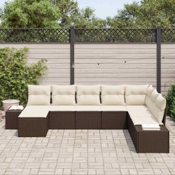 Ensemble de canapé de jardin avec coussin 8 pcs polyrotin 626366626366