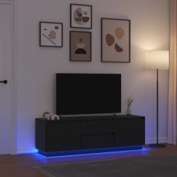 Meuble TV avec lumières LED chêne noir 160,5x41x50 cm 626368626368
