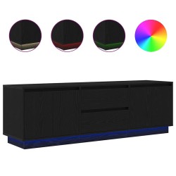 Meuble TV avec lumières LED chêne noir 160,5x41x50 cm 626368626368