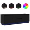 Meuble TV avec lumières LED chêne noir 160,5x41x50 cm 626368626368
