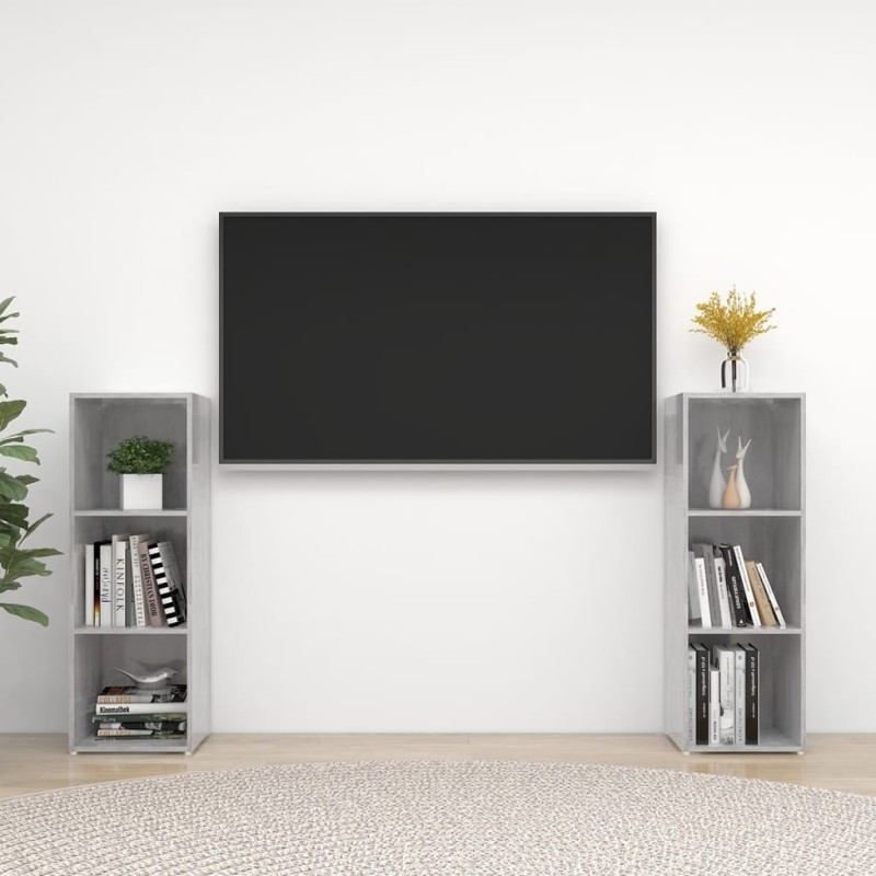 Meubles TV 2 pcs Gris béton 107x35x37 cm Bois d'ingénierie 626370626370