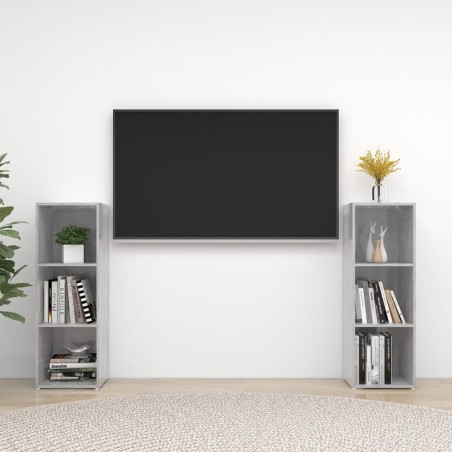 Meubles TV 2 pcs Gris béton 107x35x37 cm Bois d'ingénierie 626370626370