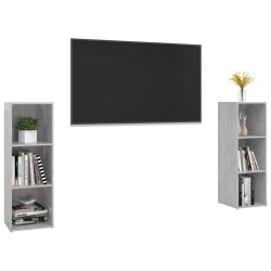 Meubles TV 2 pcs Gris béton 107x35x37 cm Bois d'ingénierie 626370626370