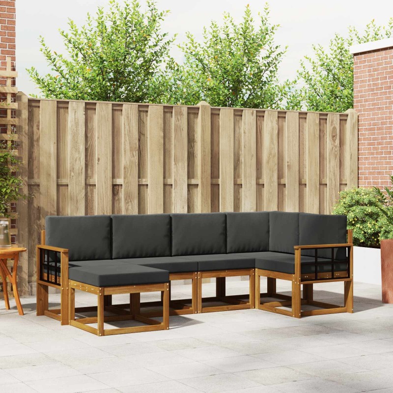Ensemble de canapés d'extérieur 6 pcs Naturel et Anthracite 626376626376