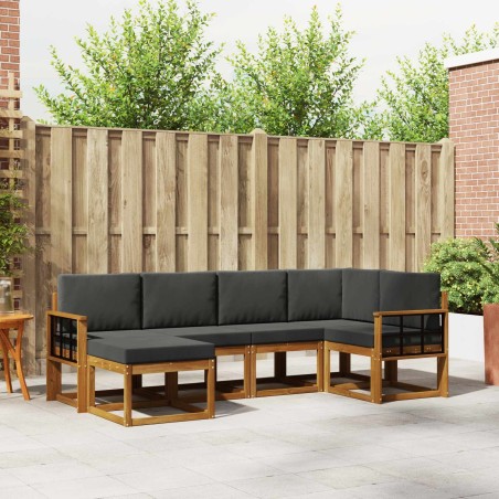 Ensemble de canapés d'extérieur 6 pcs Naturel et Anthracite 626376626376