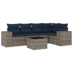 Ensemble de canapé de jardin 6 pcs avec coussins gris résine tressée 626378626378