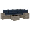 Ensemble de canapé de jardin 6 pcs avec coussins gris résine tressée 626378626378