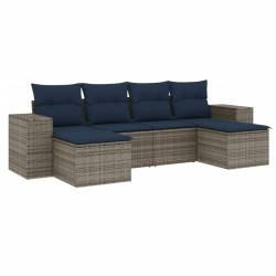 Ensemble de canapé de jardin 6 pcs avec coussins gris résine tressée 626379626379