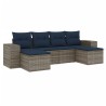 Ensemble de canapé de jardin 6 pcs avec coussins gris résine tressée 626379626379