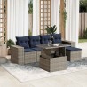 Ensemble de canapé de jardin 6 pcs avec coussins gris résine tressée 626380626380