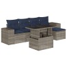 Ensemble de canapé de jardin 6 pcs avec coussins gris résine tressée 626380626380