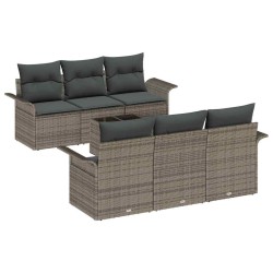 Ensemble de canapé de jardin avec coussin 7 pcs Gris polyrotin 626384626384