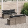Ensemble de canapé de jardin avec coussin 7 pcs Gris polyrotin 626384626384