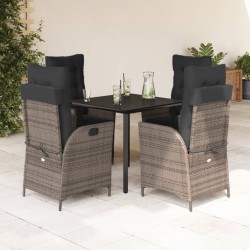 Ensemble à manger de jardin 5 pcs coussins gris résine tressée 626385626385