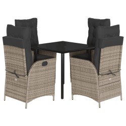 Ensemble à manger de jardin 5 pcs coussins gris résine tressée 626385626385