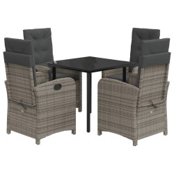 Ensemble à manger de jardin 5 pcs coussins gris résine tressée 626386626386