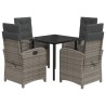 Ensemble à manger de jardin 5 pcs coussins gris résine tressée 626386626386