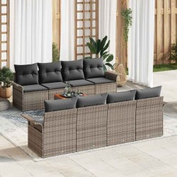 Ensemble de canapé de jardin avec coussin 9 pcs Gris polyrotin 626388626388