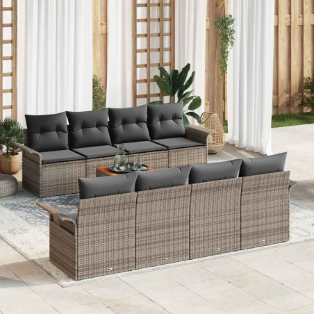 Ensemble de canapé de jardin avec coussin 9 pcs Gris polyrotin 626388626388
