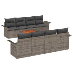 Ensemble de canapé de jardin avec coussin 9 pcs Gris polyrotin 626388626388