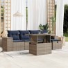 Ensemble de canapé de jardin 6 pcs avec coussins gris résine tressée 626394626394
