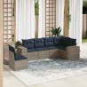 Ensemble de canapé de jardin 6 pcs avec coussins gris résine tressée 626397626397