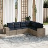 Ensemble de canapé de jardin 6 pcs avec coussins gris résine tressée 626402626402