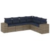 Ensemble de canapé de jardin 6 pcs avec coussins gris résine tressée 626402626402