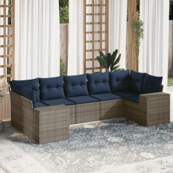Ensemble de canapé de jardin 7 pcs avec coussins gris résine tressée 626403626403
