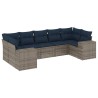 Ensemble de canapé de jardin 7 pcs avec coussins gris résine tressée 626403626403