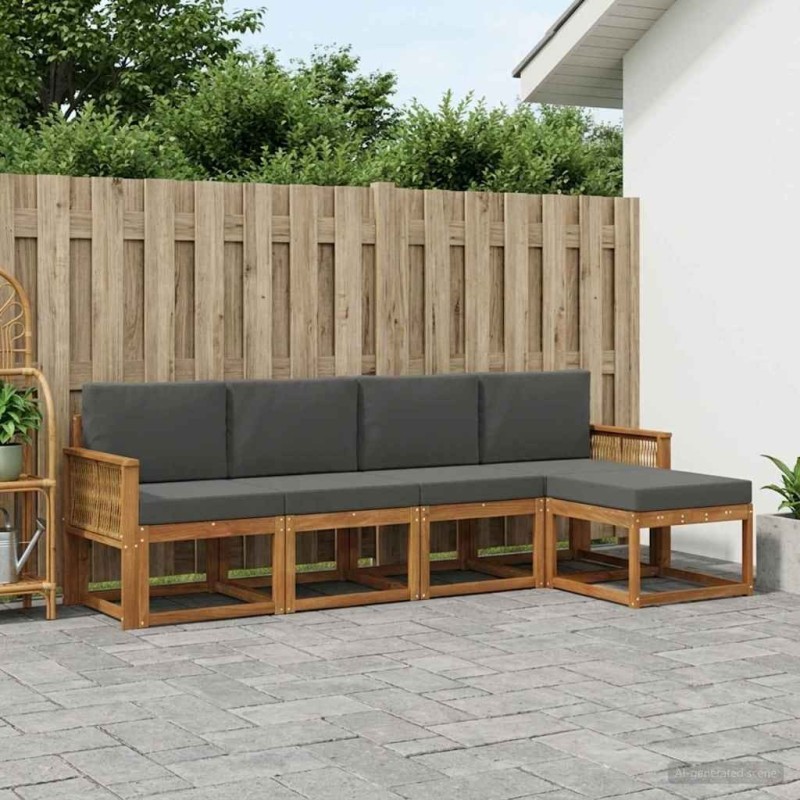 Ensemble de canapés d'extérieur 5 pcs Naturel et Anthracite 626406626406