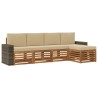 Ensemble de canapés d'extérieur 5 pcs Naturel et Beige 626416626416