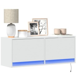 Meuble TV mural avec lumières LED blanc 100x31x35 cm 626418626418