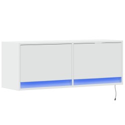 Meuble TV mural avec lumières LED blanc 100x31x35 cm 626418626418