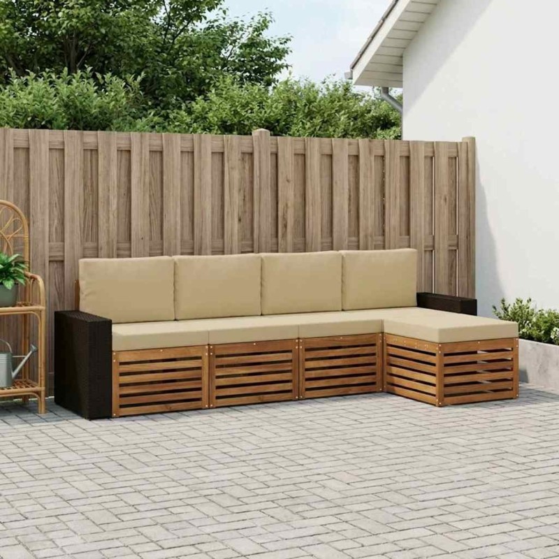 Ensemble de canapés d'extérieur 5 pcs Naturel et Beige 626423626423