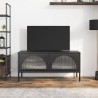 Meuble TV noir 105x35x50 cm verre et acier 626424626424