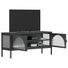 Meuble TV noir 105x35x50 cm verre et acier 626424626424