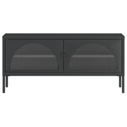 Meuble TV noir 105x35x50 cm verre et acier 626424626424