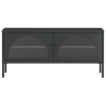 Meuble TV noir 105x35x50 cm verre et acier 626424626424