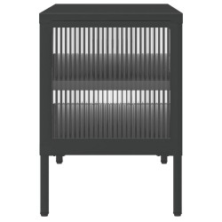 Meuble TV noir 105x35x50 cm verre et acier 626424626424