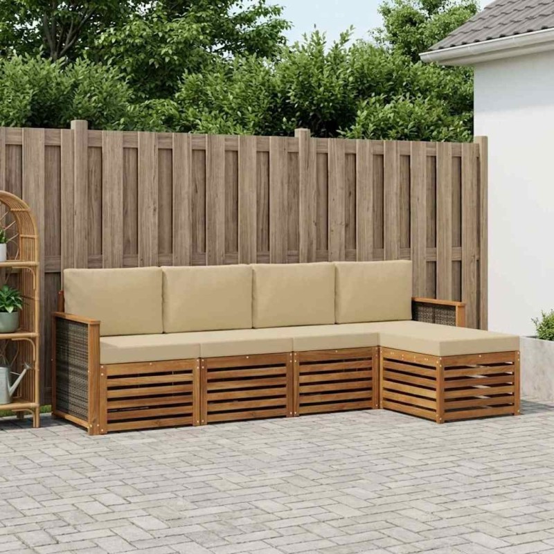 Ensemble de canapés d'extérieur 5 pcs Naturel et Beige 626428626428