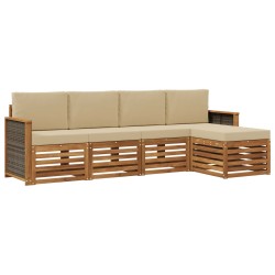 Ensemble de canapés d'extérieur 5 pcs Naturel et Beige 626428626428