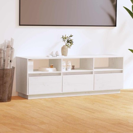 Meuble TV Blanc 140x37x50 cm Bois de pin massif 626429626429