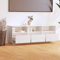 Meuble TV Blanc 140x37x50 cm Bois de pin massif 626429626429