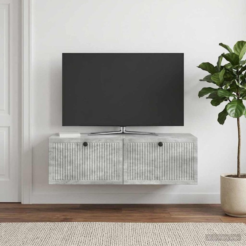 Meuble TV mural Gris béton 98 x 41 x 30 cm Bois d'ingénierie 626430626430