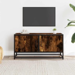 Meuble TV chêne fumé 80x34,5x40 cm bois d'ingénierie et métal 626436626436