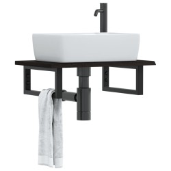 Étagère de vasque murale acier et bois de chêne massif 626439626439